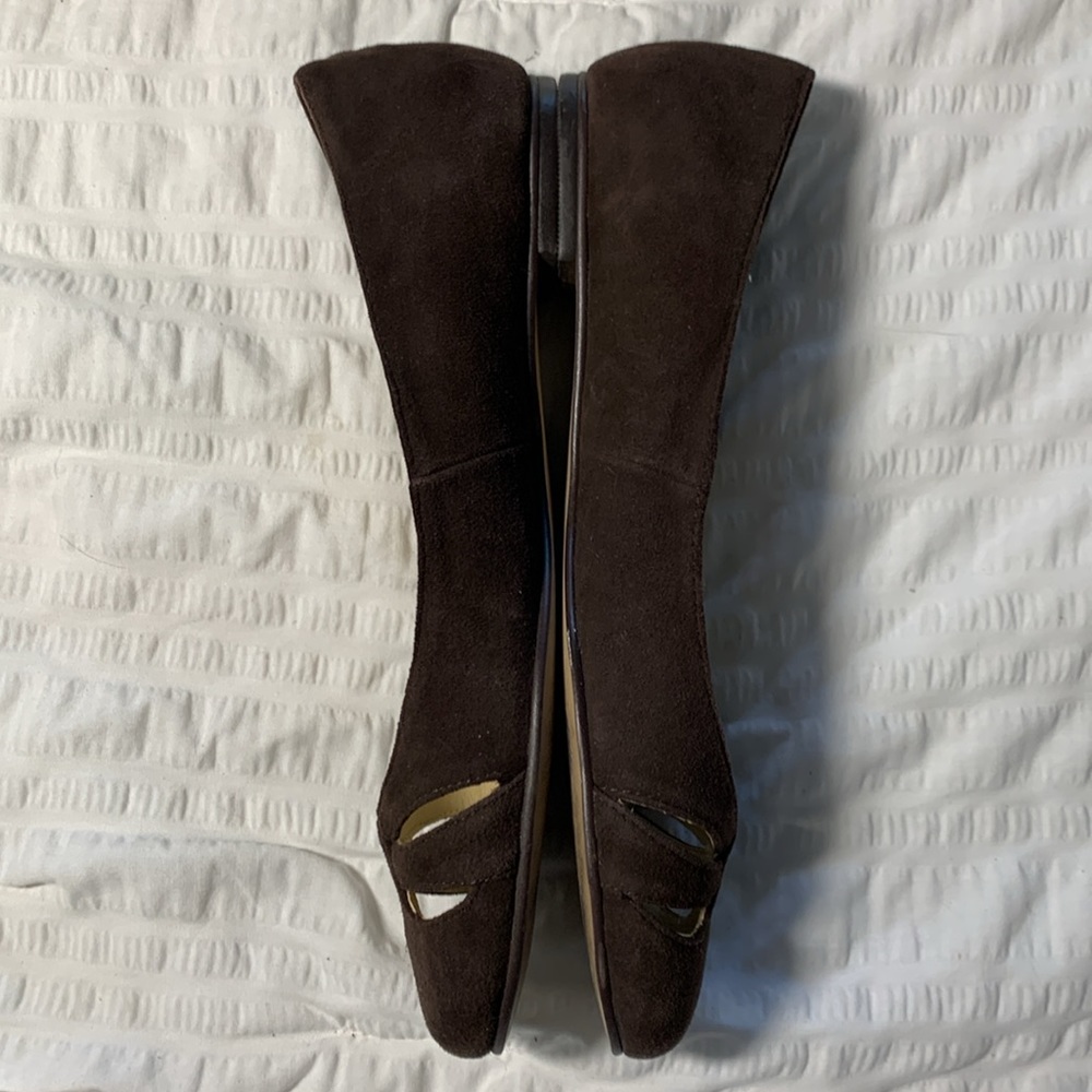 J JILL Dark Brown Suede Cutout Rounded Toe Flats - Picture 8 of 10
